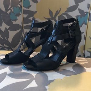 Franco Sarto real leather open toe strapped heel